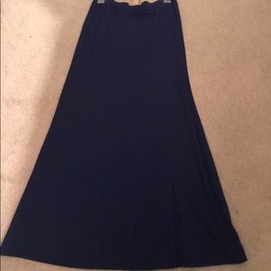 A blue maxi skirt